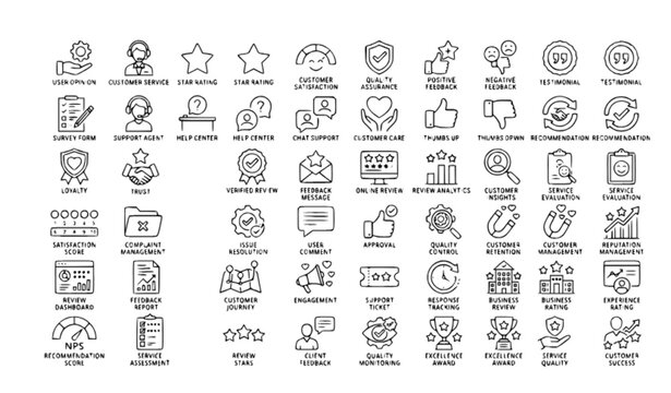 Customer Feedback and Quality Rating Outline Icon Collection