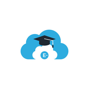 Online education cloud graduation icon.