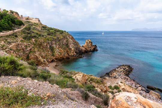 Scenic panoramic view in Cartagena during a summer day,  Region of Murcia, Spain.