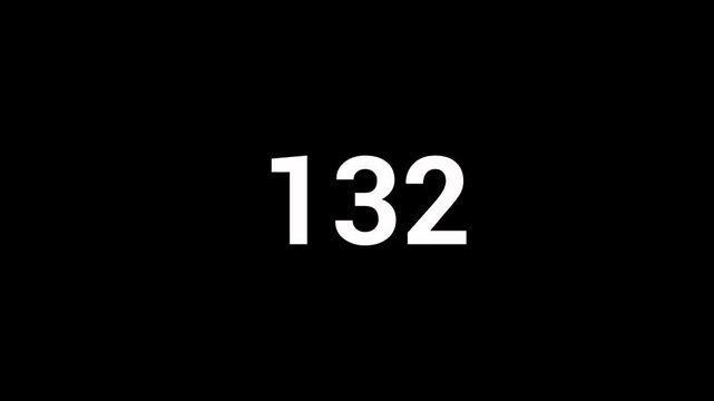 Number counter animation from 0 to 250 on transparent background, counting number with alpha channel in 4k  video.