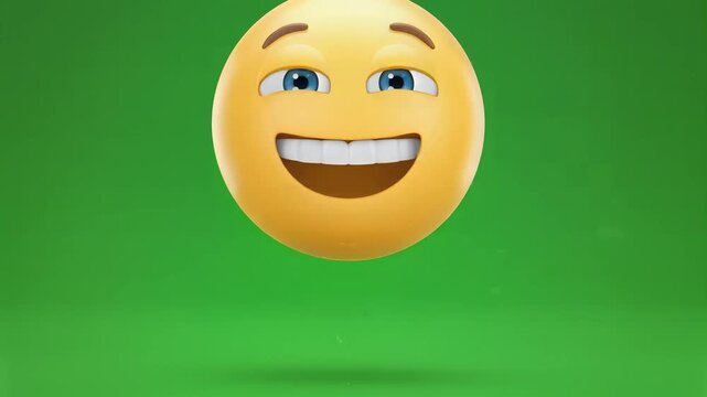 Surprised 3d emoji face with wide eyes on green screen