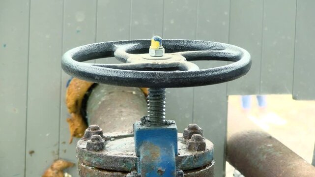 Old Rusty Water Pipe at Industrial Water Treatment Plant, Corroded Pressure Valve and Pipeline Equipment for Water Distribution, Purification and Utility Infrastructure.