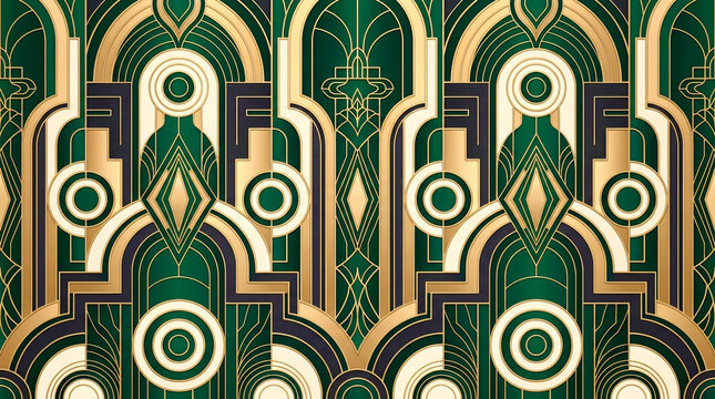Design a sophisticated seamless Art Deco inspired repeating pattern combining elegant arches.