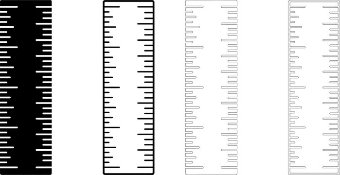 Straight ruler icon with solid and line art vector design