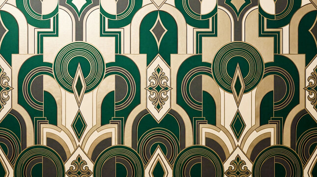 Design a sophisticated seamless Art Deco inspired repeating pattern combining elegant arches.