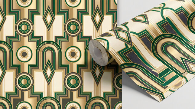 Design a sophisticated seamless Art Deco inspired repeating pattern combining elegant arches.