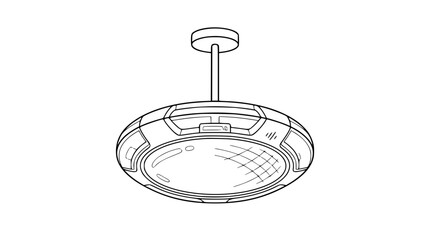 Modern Industrial Ceiling Lamp Line Art Illustration © Tajusi