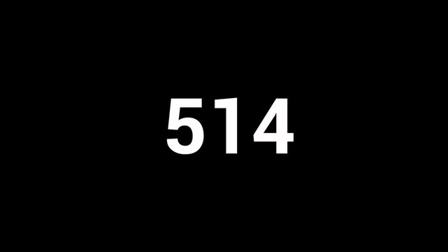 Number counter animation from 0 to 1000 on transparent background, counting number with alpha channel in 4k  video.