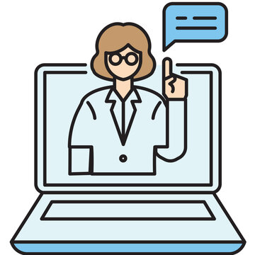 colorline female doctor providing advice to patients online