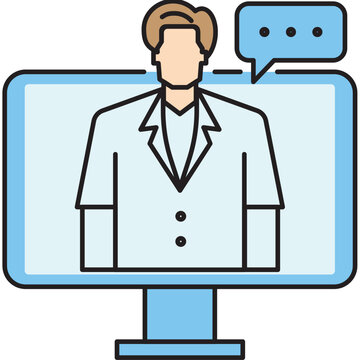 colorline male doctor providing advice to patients online