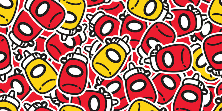 ketchup bottle seamless pattern Mustard hamburger sauce kitchen vector cartoon doodle tablecloth tile background gift wrapping paper repeat wallpaper scarf isolated illustration design
