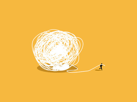 Businessmen and resolving chaos. business concept