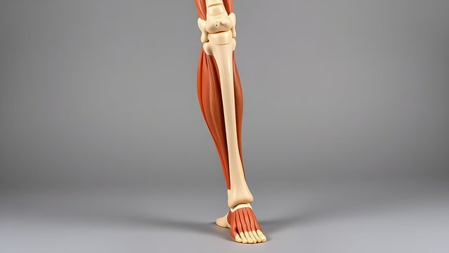 Anatomical model of a human leg showing hamstring muscle attachments.