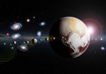 Fototapeta premium Cosmic Dance: A Celestial Symphony of Worlds