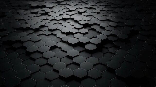 Abstract black hexagon landscape animation with smooth shifting patterns and subtle transformations