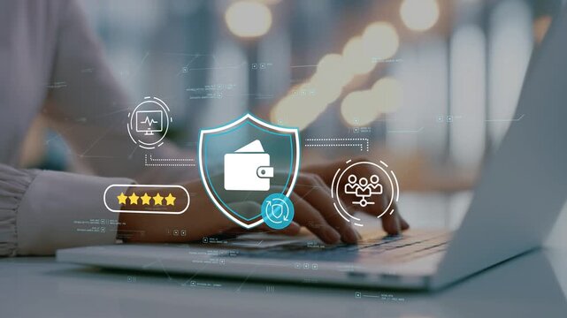 Financial planning and secure money management with digital wallet services, budgeting tools and female business professional reviewing financial objectives