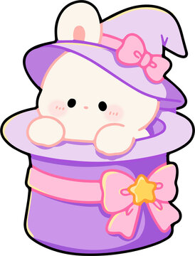 Adorable Bunny in a Magical Hat