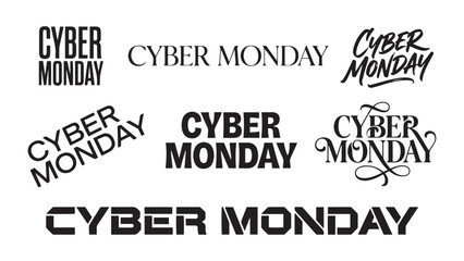 Fototapeta premium Cyber Monday typography collection. Set of various modern and vintage sale text designs.