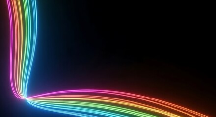 Fototapeta premium Abstract rainbow light lines flowing on a black background