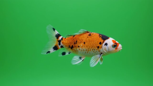 Orange and white koi fish swimming gracefully in clear water with soft lighting
