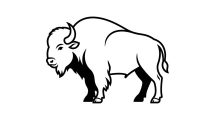 Graphic black bison silhouette vector icon on transparent background. © Mehedi
