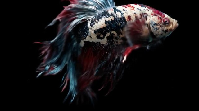 Colorful ornamental fish against black background for design elements