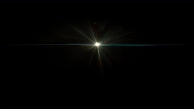Real Shooted Anamorphic Lens Flare on Black Background in Super Slow Motion.