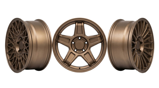Three car alloy wheels set for marketing presentation and creative design concept mockup