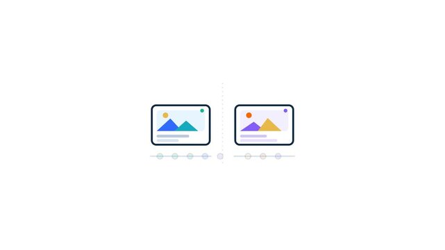 Two post variants appear side by side, engagement dots collect beneath each, and the stronger version receives a winner check.