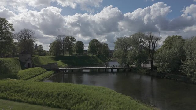 Earthwork bastions of Kastellet star fortress in the moat
