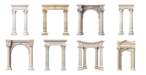 Fototapeta premium PNG Classical architectural columns collection on transparent background
