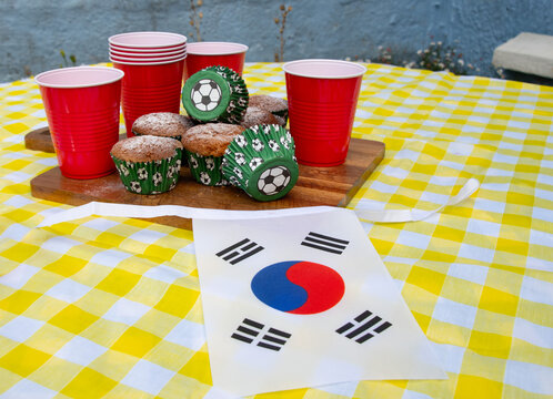 South Korea Football Party with Cakes, Bunting and Match Day Celebration