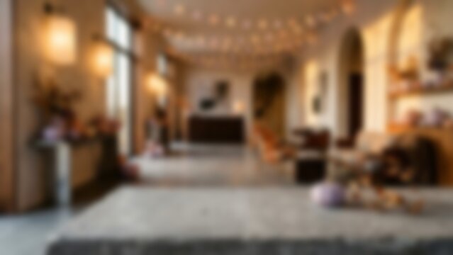 Blurred modern warm interior background for luxury product banner