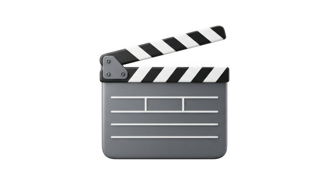 Professional film clapboard icon rendered in 3d style isolated on transparent background.