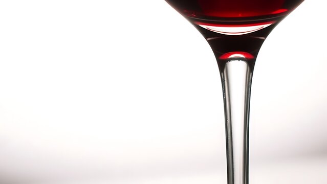 The meniscus and legs of red wine in a crystal glass.