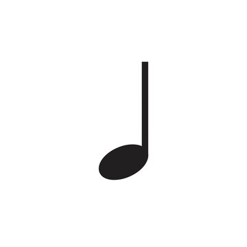 Minimalist quarter music note vector icon isolated on white background, musical notation and sound symbol.