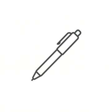 Ballpoint pen line vector icon isolated on white background, writing tool and stationery supply symbol.
