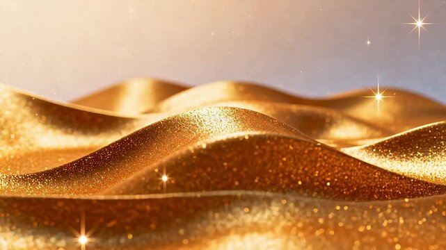 Golden flowing texture with sparkles