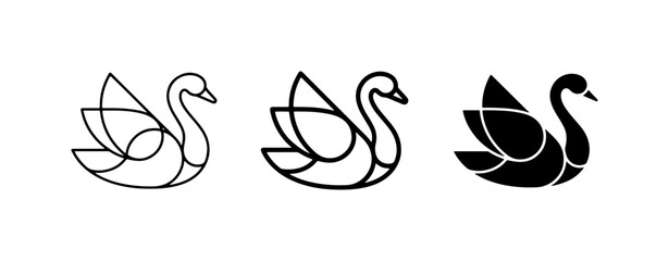 Obraz premium Elegant Swan Icons, Minimalist Bird Logos, Graceful Waterfowl Vector Art