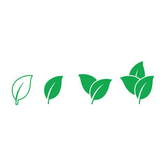 Fototapeta premium Green leaf icon set showing growth stages Vector