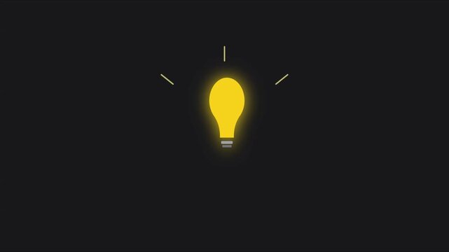 Glowing light bulb animation for creative idea and innovation concepts 4k