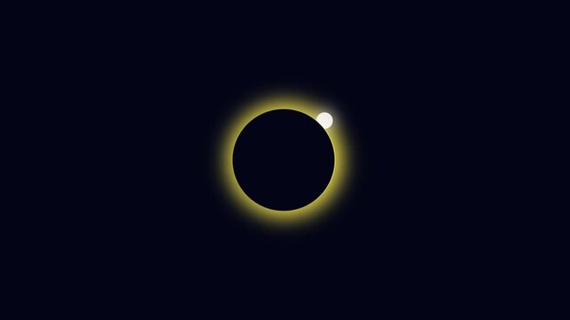 Total solar eclipse animation: moon passing over sun with glowing corona effect 4k total eclipse astronomy