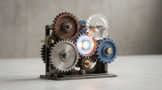 Interlocking gears mechanism working together