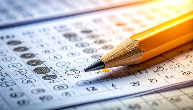 Pencils on Multiple Choice Exam Answer Sheet