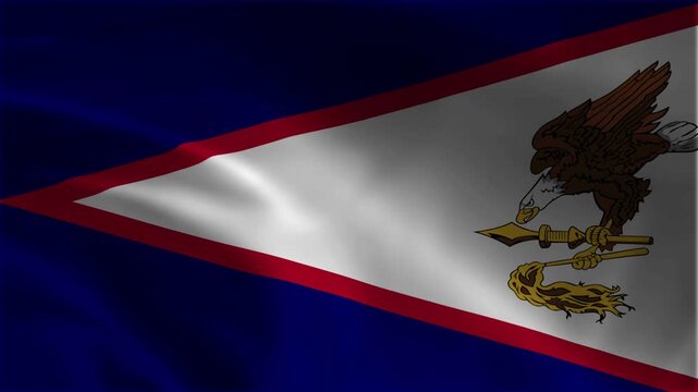 American Samoa Waving Flag Animation Seamless Loop for Pacific Island Culture, Patriotic National Day, Official Representation, and News Media