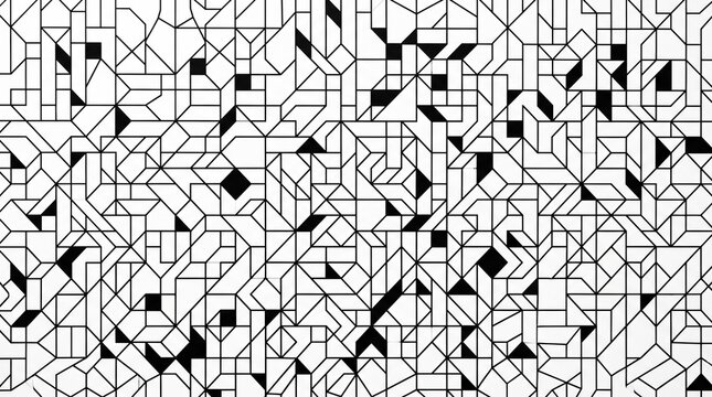Abstract black and white geometric maze pattern background design
