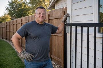 Fototapeta premium Wildfire Home Hardening Contractor Fire Safe Fence Connection