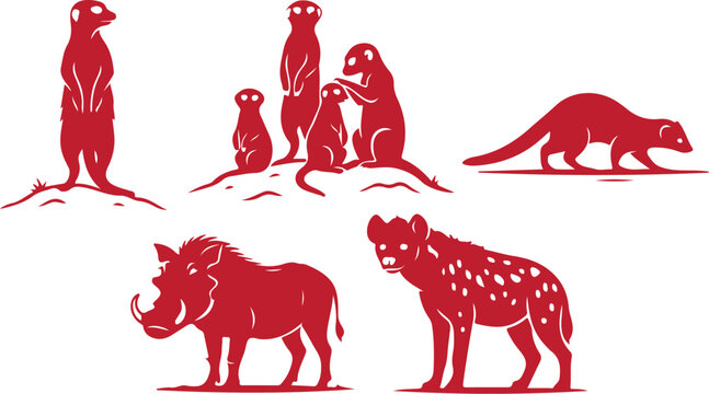Meerkat & Savanna Small Animal Silhouette Set