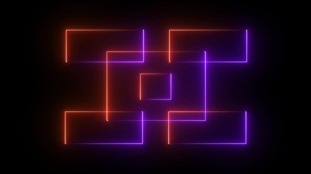 Abstract beautiful cyan neon rectangle frame moving in motion Seamless looping animation.4k animation motion graphics video.