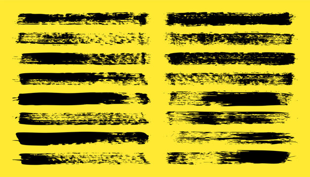 Grunge neon brush strokes, lines, ink smudges, hand-drawn scribble shapes. Handmade sketchy marks, stains, charcoal streaks. Paint textures, dry brush effect. Marker underline. Vector illustration